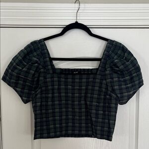 Madewell Plaid Puff Sleeve Top